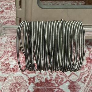 Set of Thin Silver Metal Bangle Bracelets